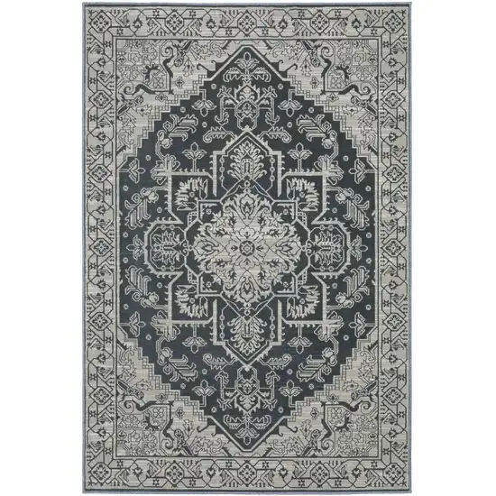 Blue And Gray Oriental Area Rug Photo 9