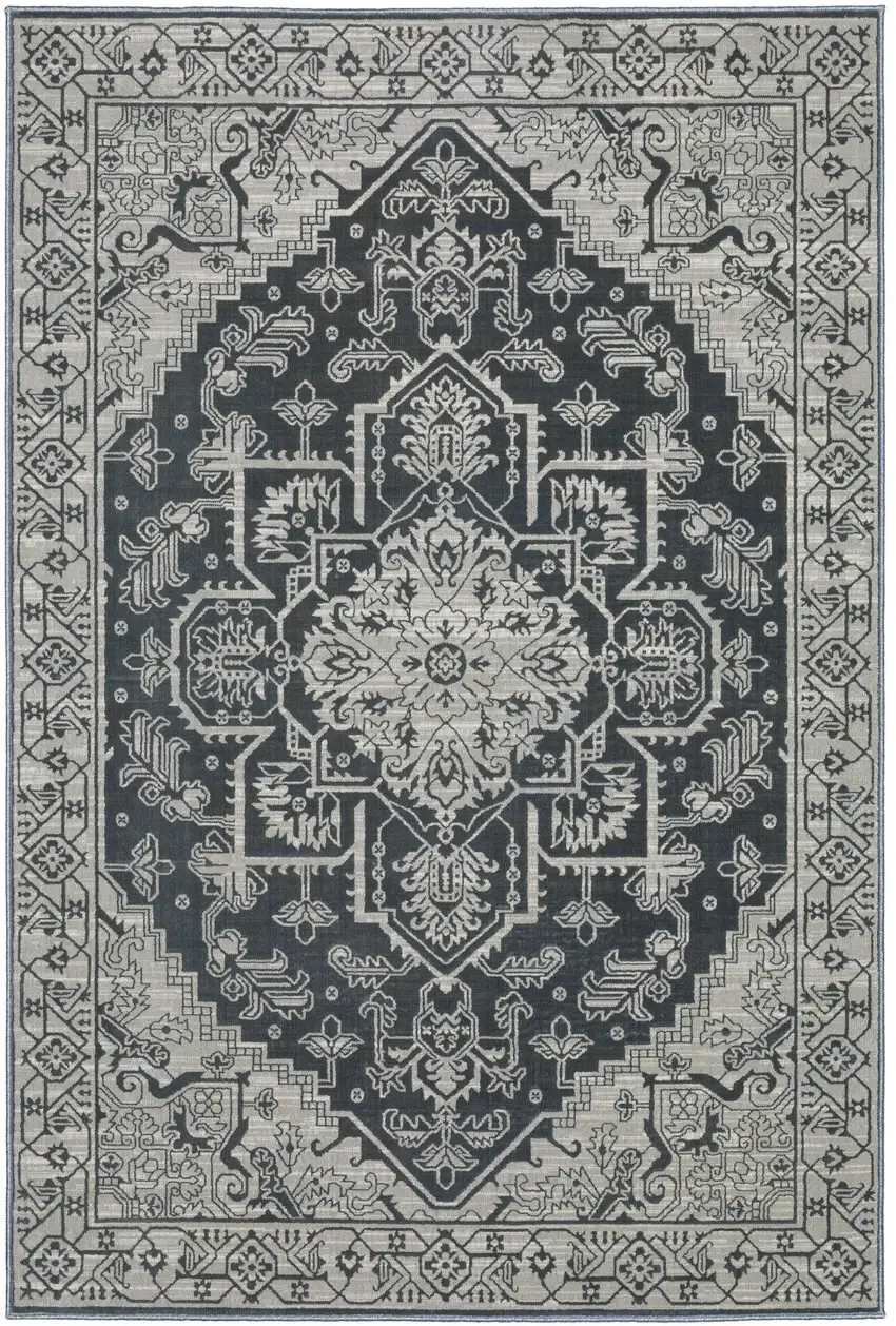 Blue And Gray Oriental Area Rug Photo 9