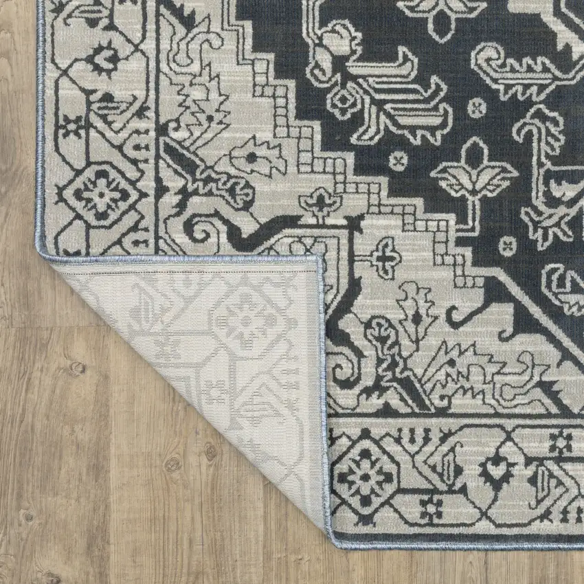 Blue And Gray Oriental Area Rug Photo 9