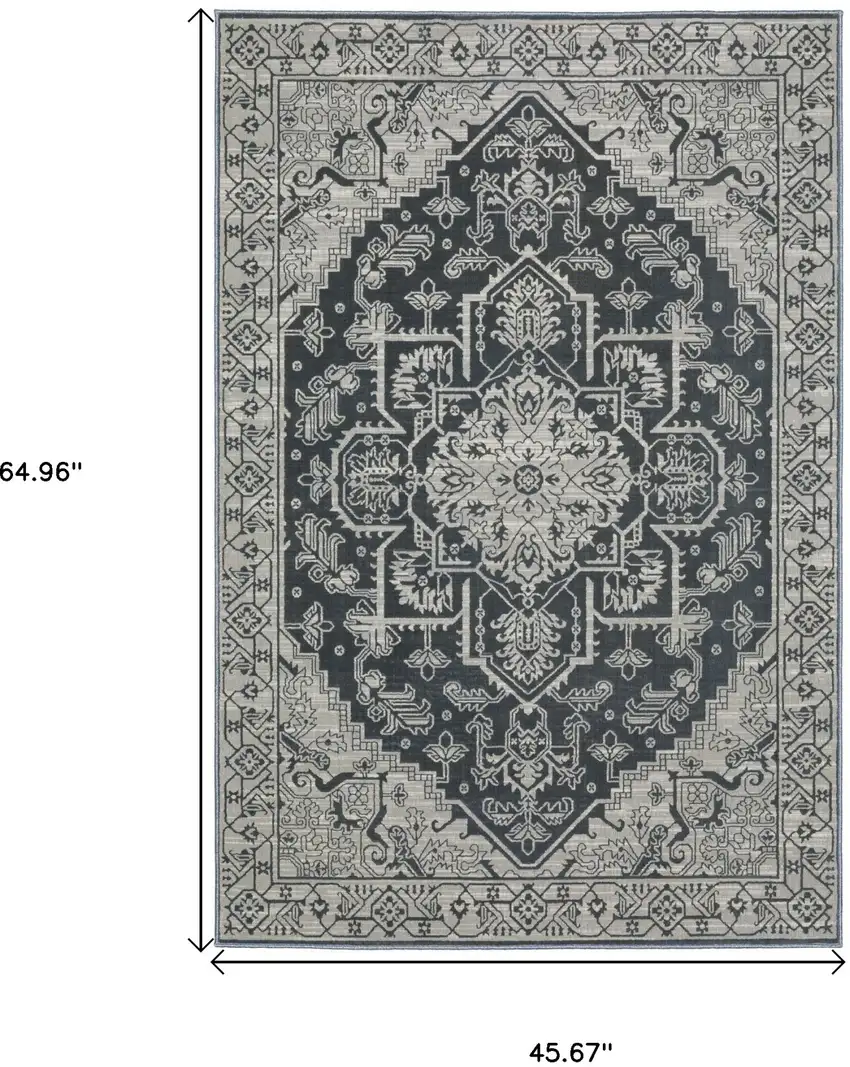 Blue And Gray Oriental Area Rug Photo 3