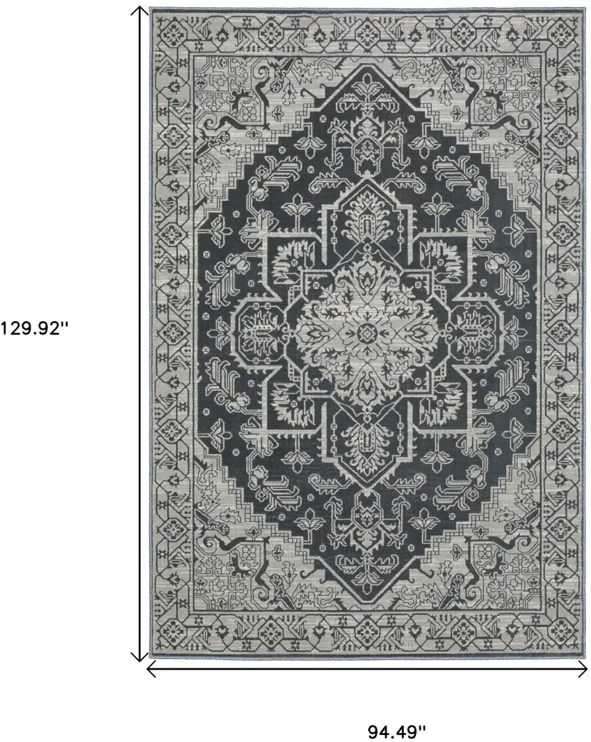 Blue And Gray Oriental Area Rug Photo 3