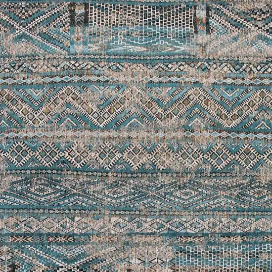 Blue And Gray Oriental Kilim Washable Area Rug Photo 8