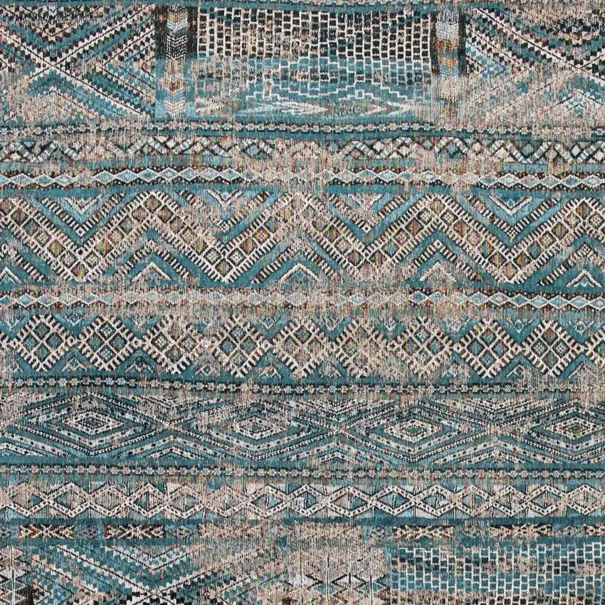 Blue And Gray Oriental Kilim Washable Area Rug Photo 8