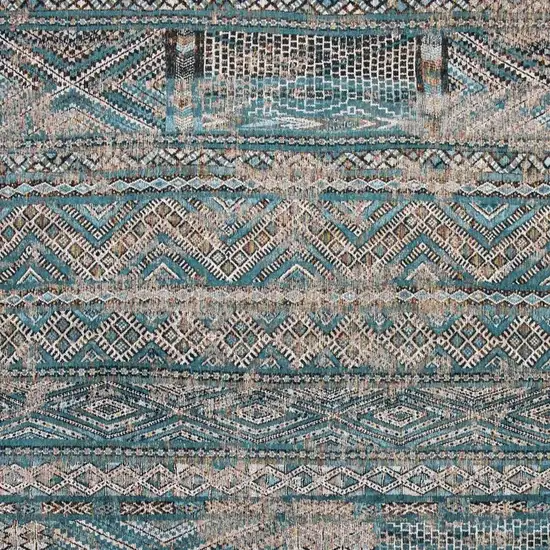 Blue And Gray Oriental Kilim Washable Area Rug Photo 3