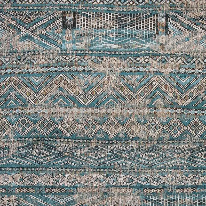 Blue And Gray Oriental Kilim Washable Area Rug Photo 3