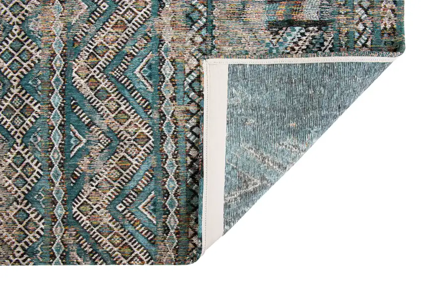 Blue And Gray Oriental Kilim Washable Area Rug Photo 6