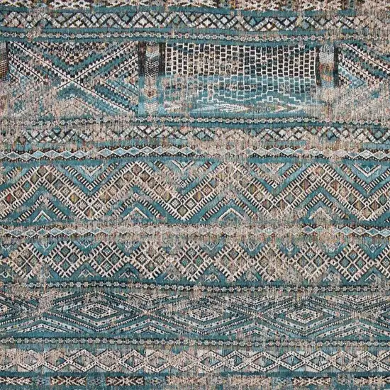 Blue And Gray Oriental Kilim Washable Area Rug Photo 3