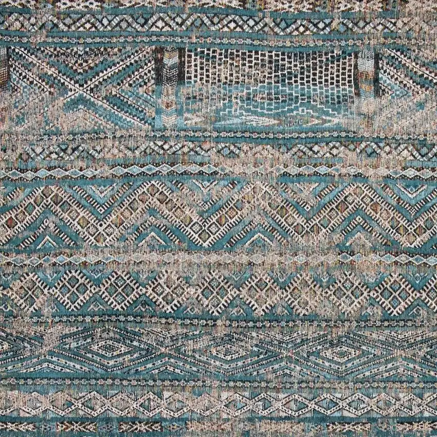 Blue And Gray Oriental Kilim Washable Area Rug Photo 3