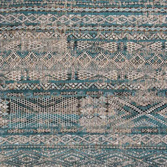 Blue And Gray Oriental Kilim Washable Area Rug Photo 8