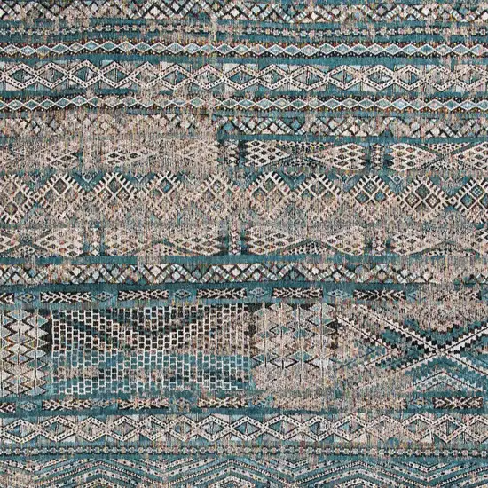 Blue And Gray Oriental Kilim Washable Area Rug Photo 8