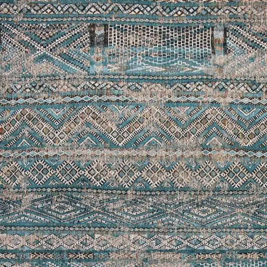 Blue And Gray Oriental Kilim Washable Area Rug Photo 3