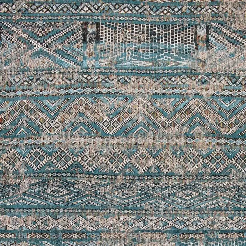 Blue And Gray Oriental Kilim Washable Area Rug Photo 3