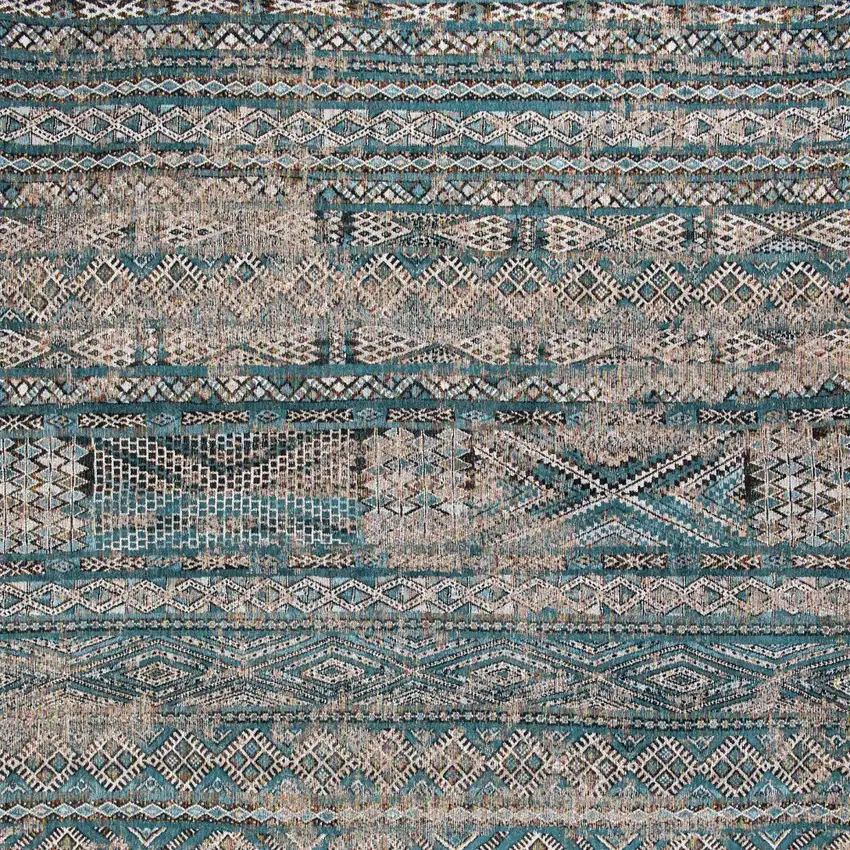 Blue And Gray Oriental Kilim Washable Area Rug Photo 9