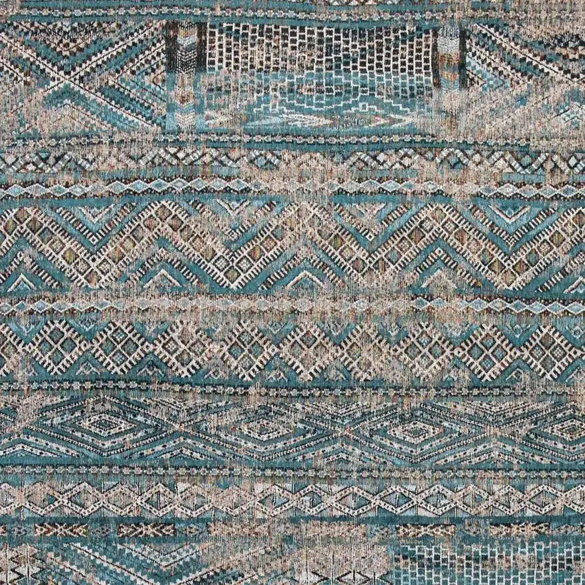 Blue And Gray Oriental Kilim Washable Area Rug Photo 3