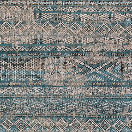 Blue And Gray Oriental Kilim Washable Area Rug Photo 8