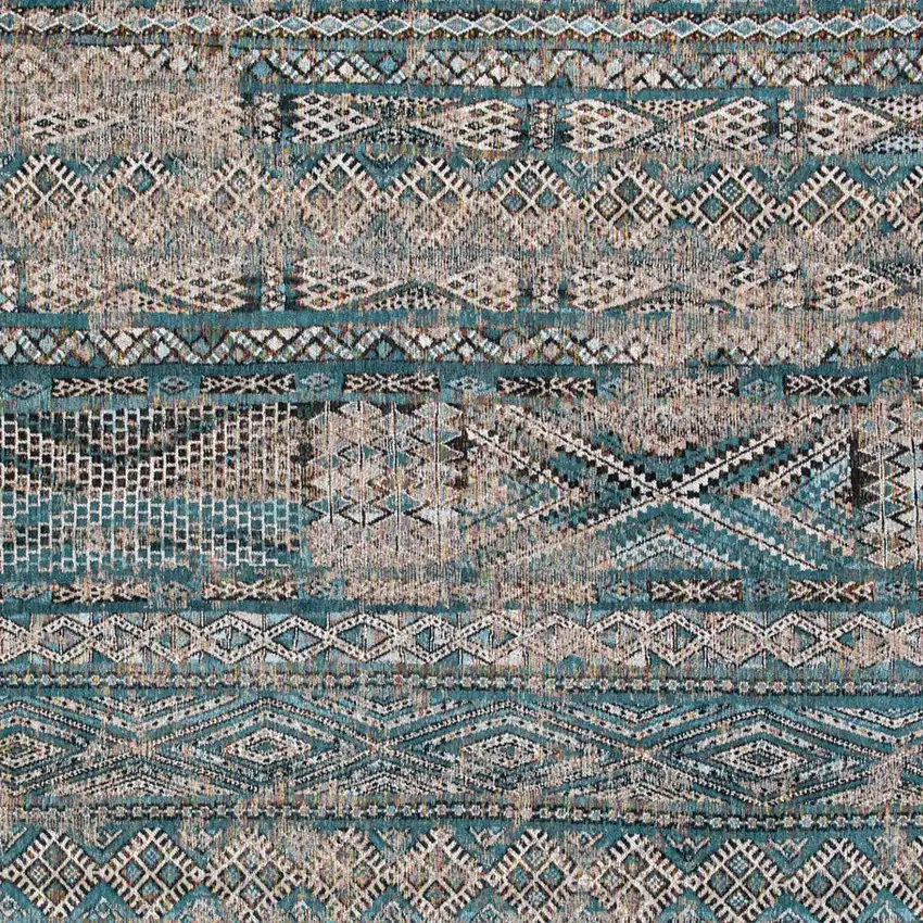 Blue And Gray Oriental Kilim Washable Area Rug Photo 8