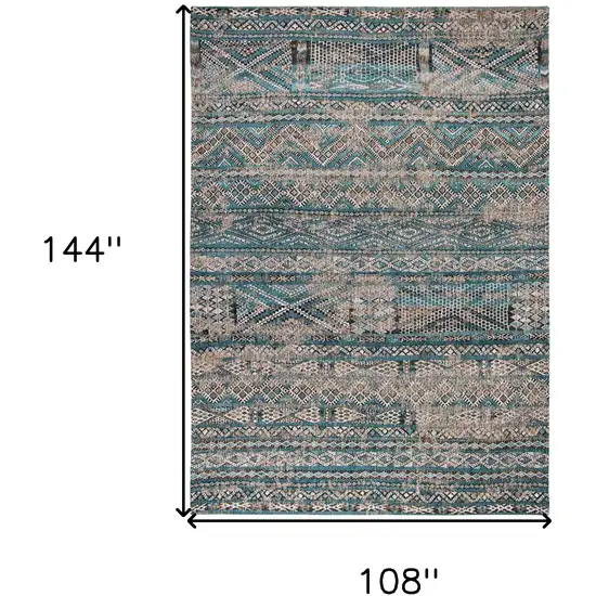 Blue And Gray Oriental Kilim Washable Area Rug Photo 5