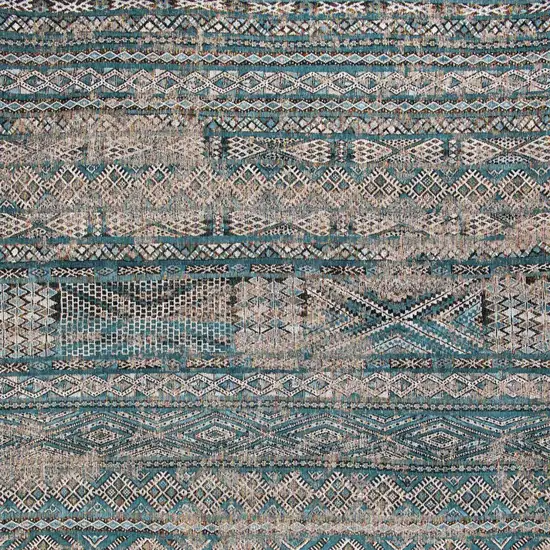 Blue And Gray Oriental Kilim Washable Area Rug Photo 9