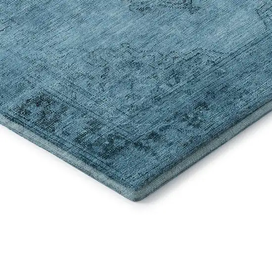 Blue And Gray Oriental Washable Area Rug With UV Protection Photo 7