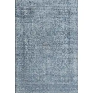 Photo of Blue And Gray Oriental Washable Area Rug With UV Protection