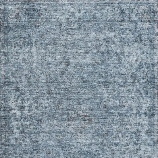 Blue And Gray Oriental Washable Area Rug With UV Protection Photo 2