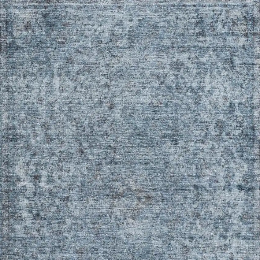 Blue And Gray Oriental Washable Area Rug With UV Protection Photo 2