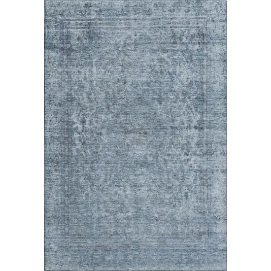 Blue And Gray Oriental Washable Area Rug With UV Protection Photo 1