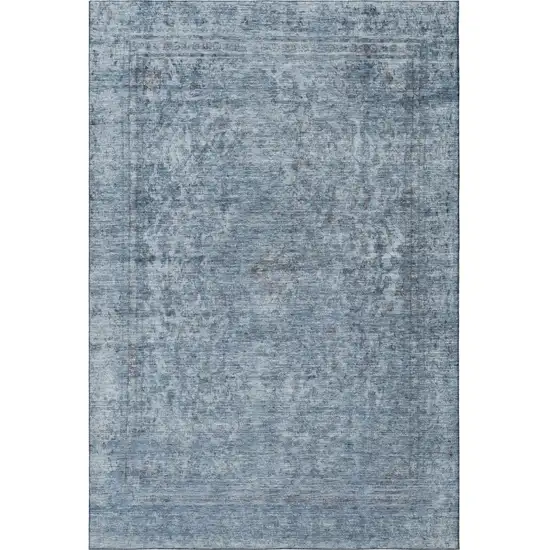 Blue And Gray Oriental Washable Area Rug With UV Protection Photo 3