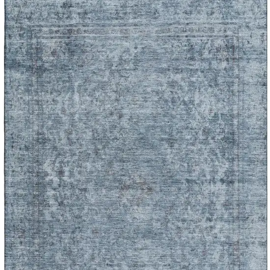 Blue And Gray Oriental Washable Area Rug With UV Protection Photo 4