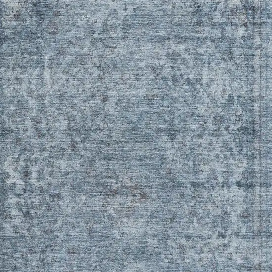 Blue And Gray Oriental Washable Area Rug With UV Protection Photo 2