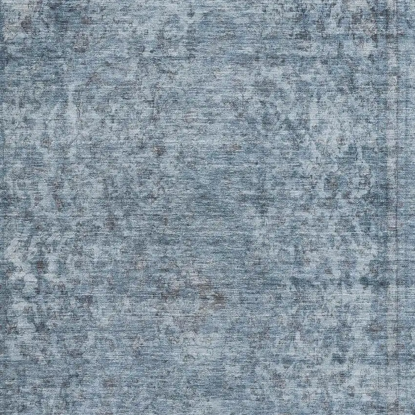 Blue And Gray Oriental Washable Area Rug With UV Protection Photo 2