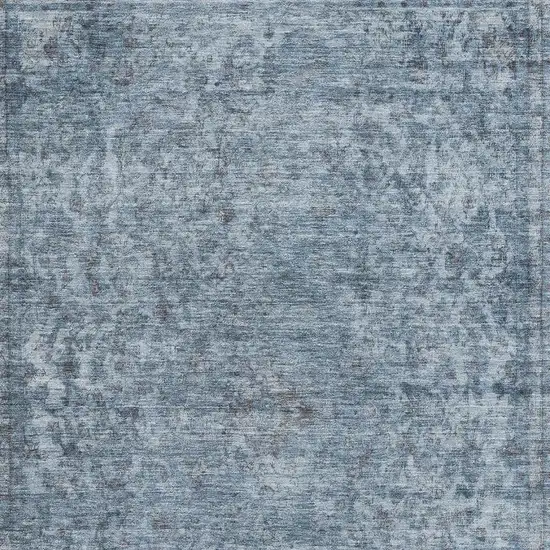 Blue And Gray Oriental Washable Area Rug With UV Protection Photo 2