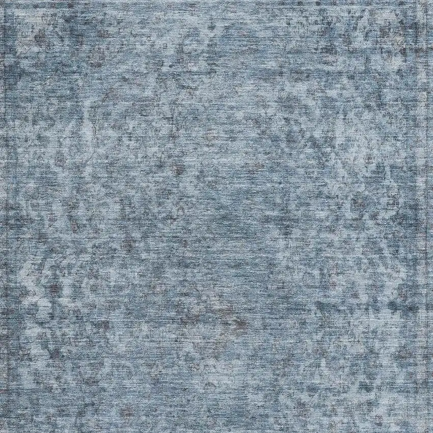 Blue And Gray Oriental Washable Area Rug With UV Protection Photo 2