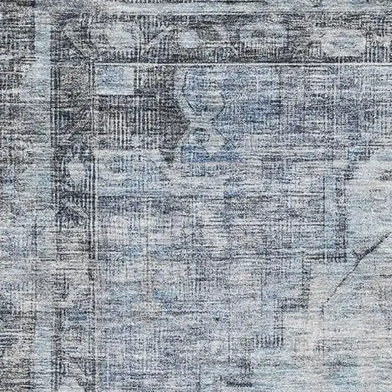 Blue And Gray Oriental Washable Area Rug With UV Protection Photo 2