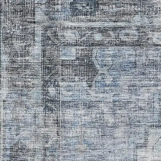 Blue And Gray Oriental Washable Area Rug With UV Protection Photo 2