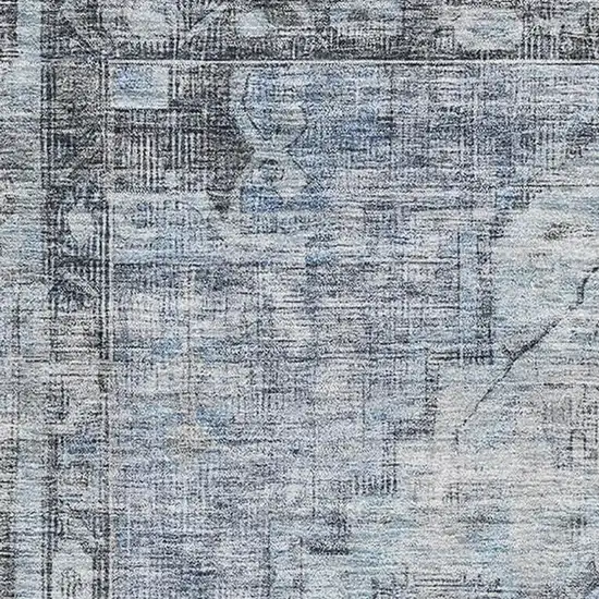 Blue And Gray Oriental Washable Area Rug With UV Protection Photo 2