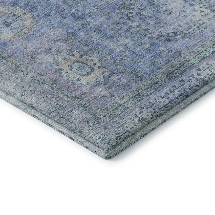 Blue And Gray Oriental Washable Area Rug With UV Protection Photo 7