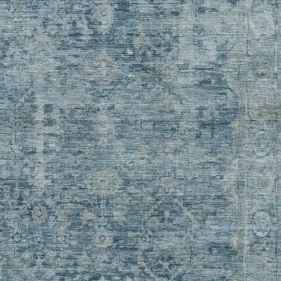 Blue And Gray Oriental Washable Area Rug With UV Protection Photo 2