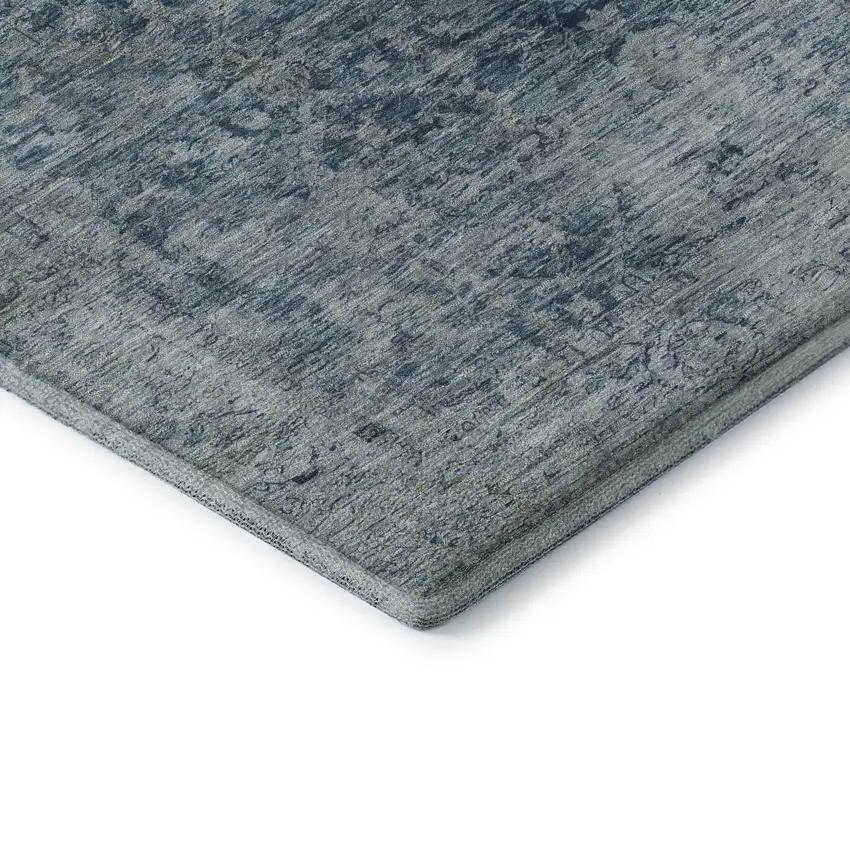 Blue And Gray Oriental Washable Area Rug With UV Protection Photo 7