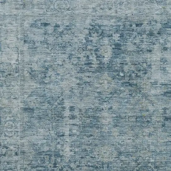 Blue And Gray Oriental Washable Area Rug With UV Protection Photo 2