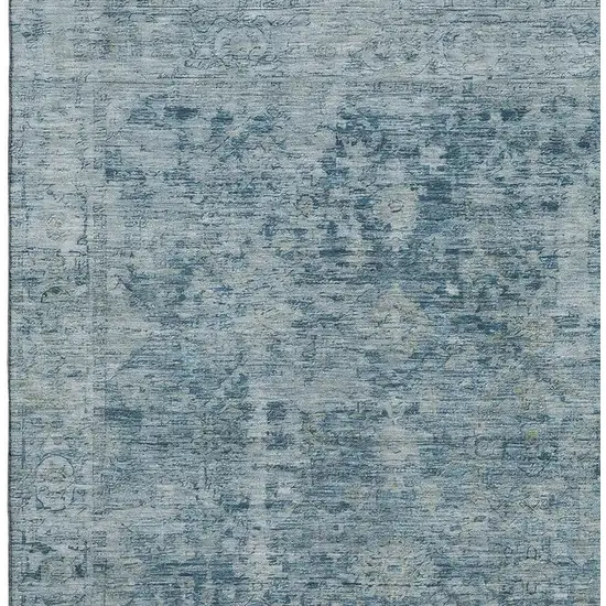 Blue And Gray Oriental Washable Area Rug With UV Protection Photo 2
