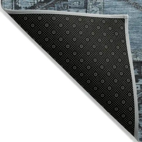 Blue And Gray Oriental Washable Indoor Outdoor Area Rug Photo 8