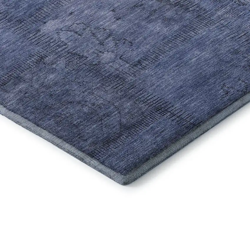 Blue And Gray Patchwork Washable Area Rug With UV Protection Photo 8