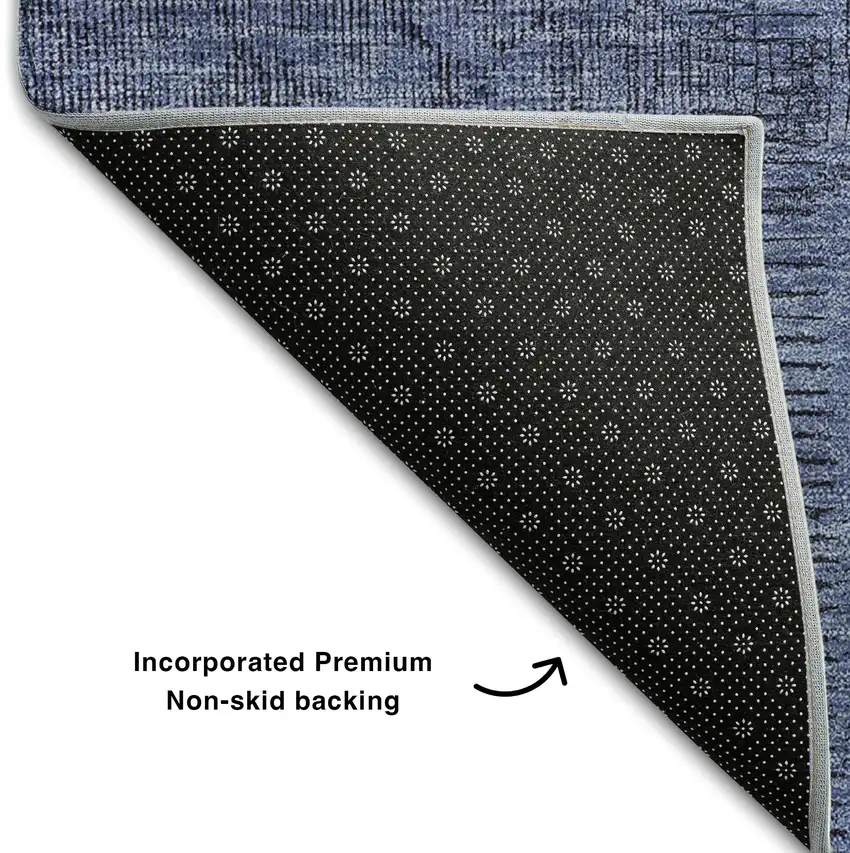 Blue And Gray Patchwork Washable Area Rug With UV Protection Photo 7