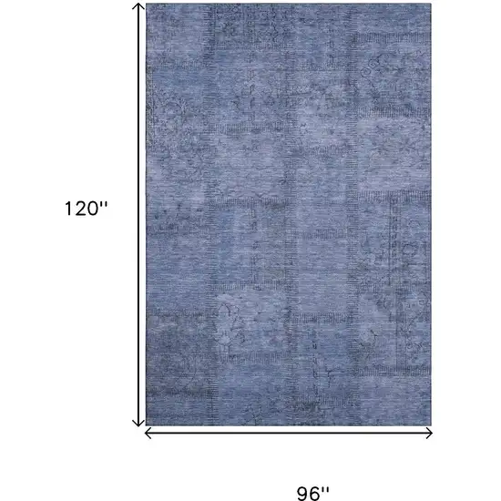 Blue And Gray Patchwork Washable Area Rug With UV Protection Photo 3