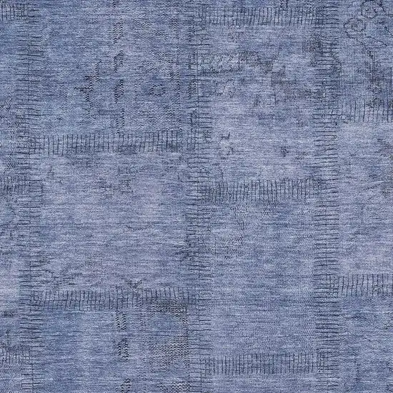 Blue And Gray Patchwork Washable Area Rug With UV Protection Photo 4