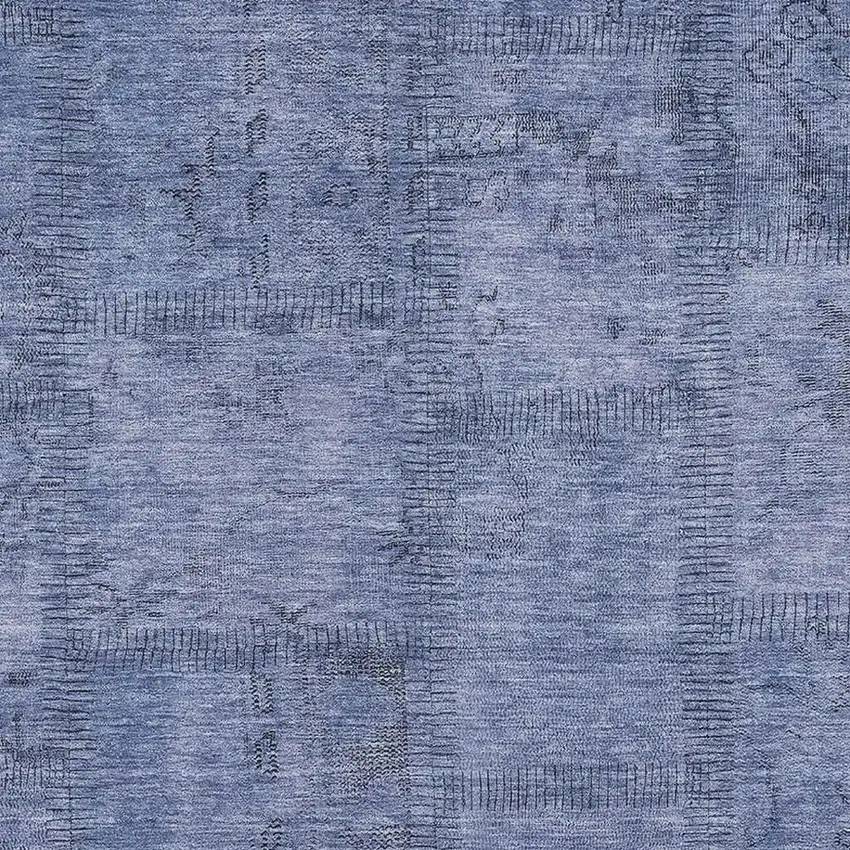 Blue And Gray Patchwork Washable Area Rug With UV Protection Photo 4