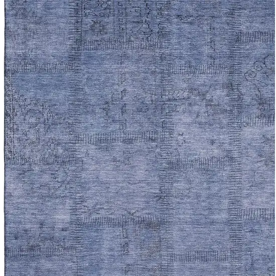 Blue And Gray Patchwork Washable Area Rug With UV Protection Photo 5