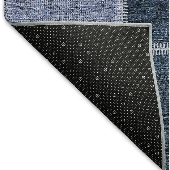 Blue And Gray Patchwork Washable Area Rug With UV Protection Photo 7