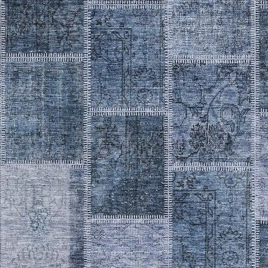 Blue And Gray Patchwork Washable Area Rug With UV Protection Photo 3